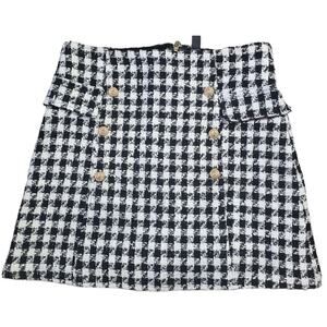 Francesca Women Preppy Button Accent Checkered Skirt Size Medium MINI NEW